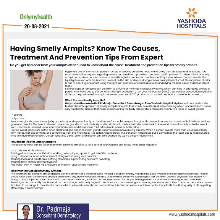 Cause & treatment for smelly armpits