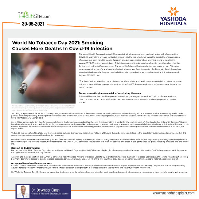 Smoking causes more deaths in Covid-19